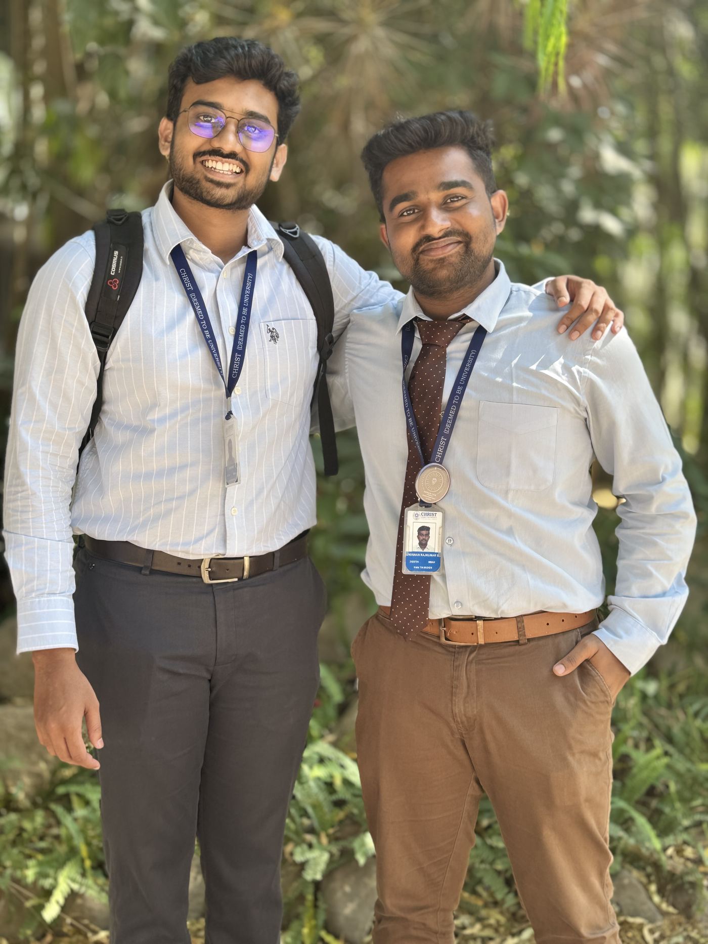 Roshan R Sivakumar with buddy Logith at Christ University Bengaluru