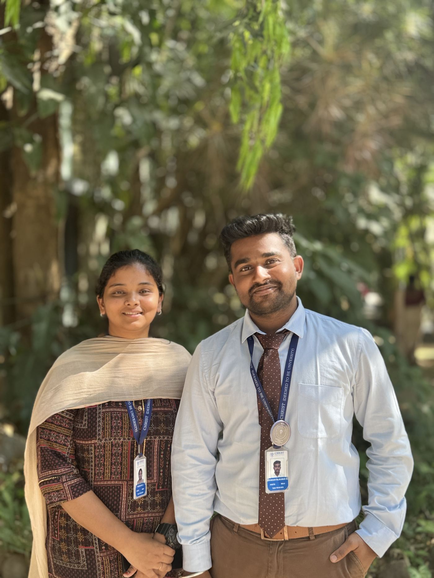Roshan R Sivakumar with buddy Roshini at Christ University Bengaluru