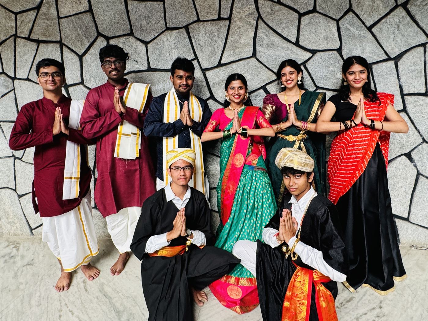Roshan R Sivakumar with the South India group at Basha Utsav ethnic cultural day, Christ University Bengaluru