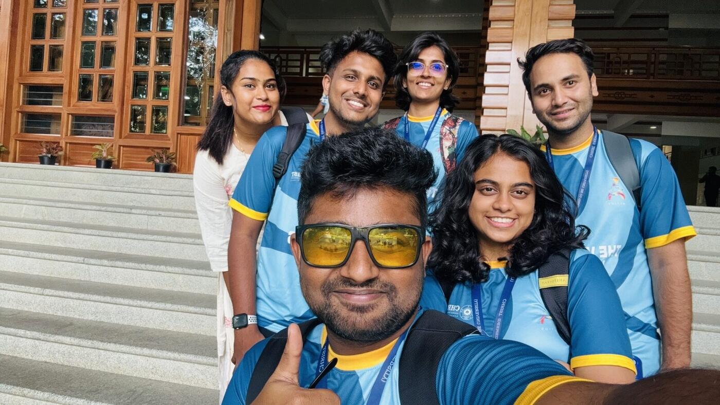 Roshan R Sivakumar with buddies at the inauguration of Altius Club 2024, Christ University