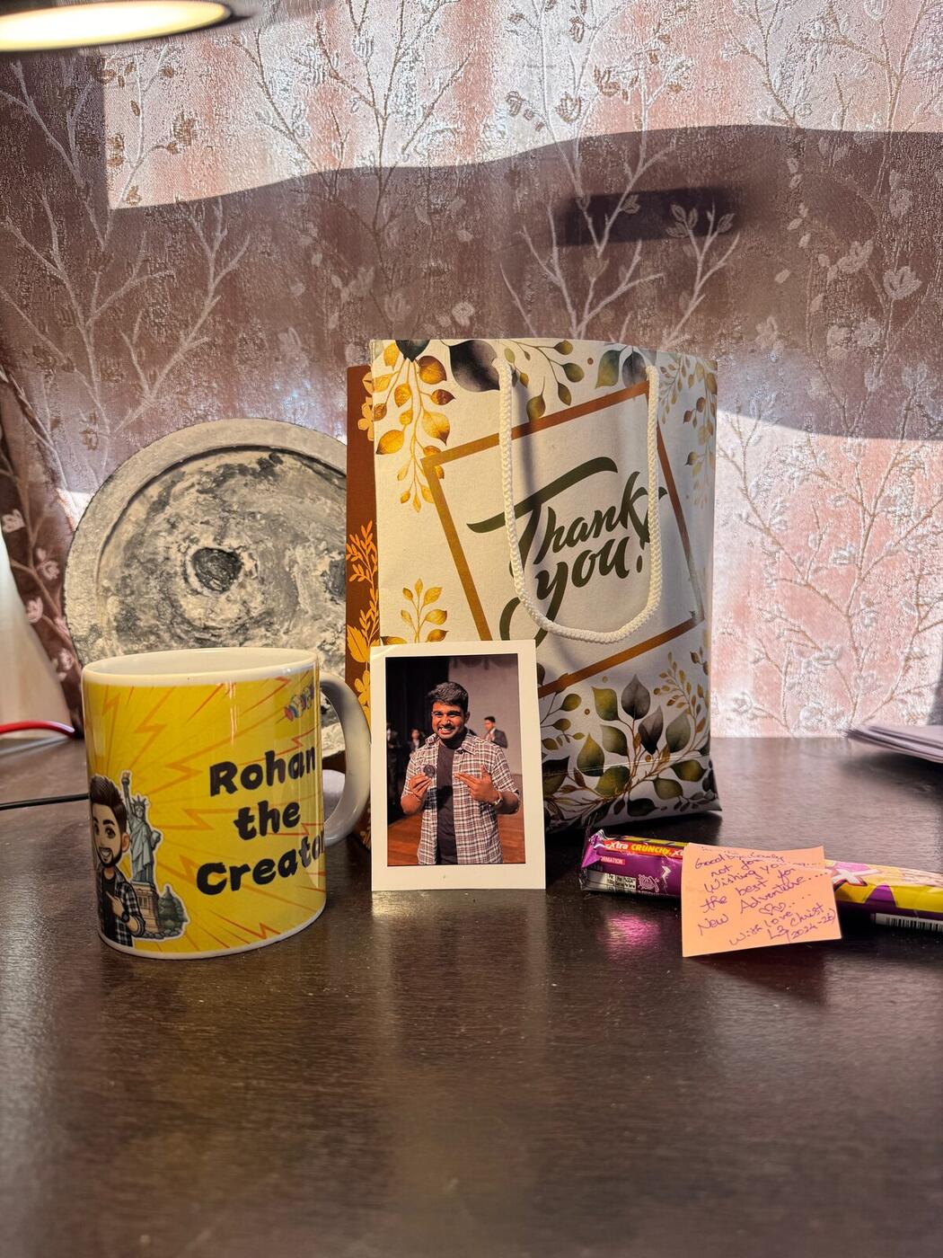 Farewell gift given to Roshan R Sivakumar by his LOS classmates and Pioneer Club