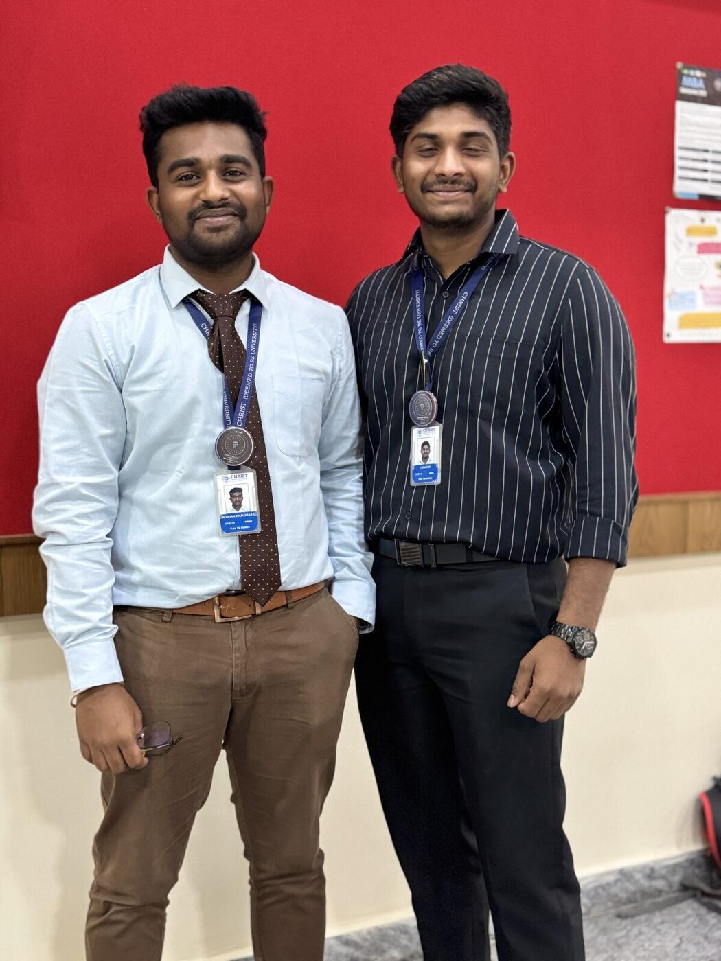 Roshan R Sivakumar with his friend Amar at Christ University