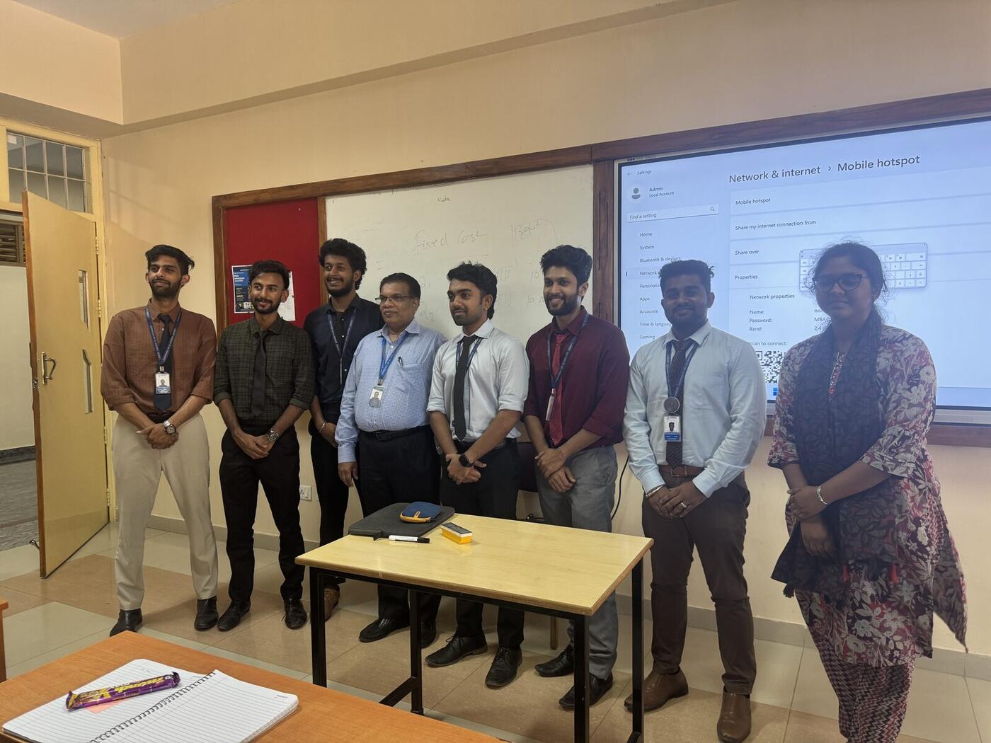 Roshan R Sivakumar with his LOS-3 MBA section classmates at their farewell before leaving for VCU