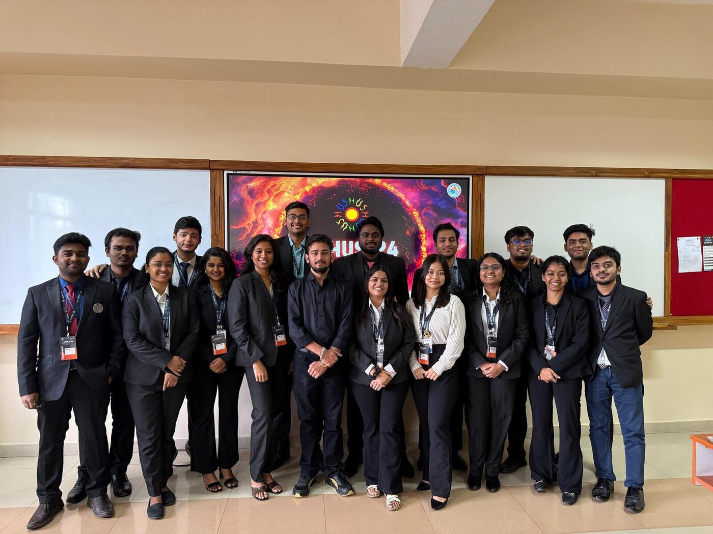 Roshan R Sivakumar with the student organising team at Ushus, Christ University's cultural fest