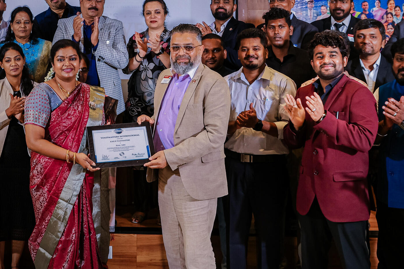 Roshan R Sivakumar during the induction ceremony of Karur Toastmasters