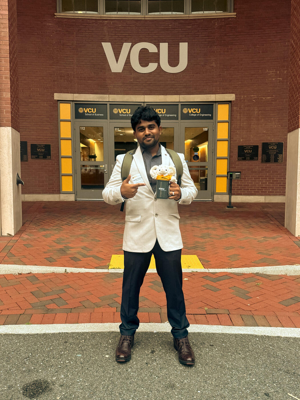 Roshan R Sivakumar's first day at Virginia Commonwealth University, Richmond
