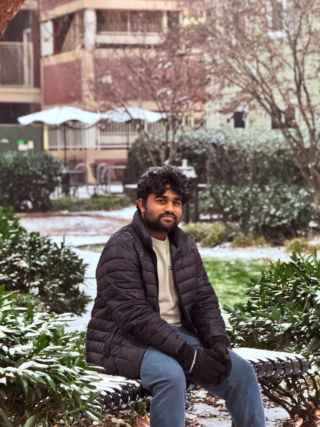 Roshan R Sivakumar experiencing his first snowfall in Richmond, Virginia